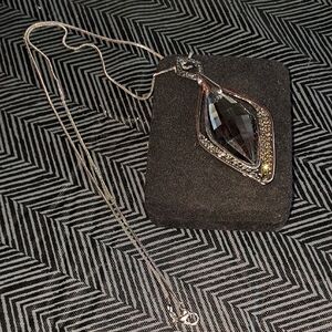 Silver and Black Geometric Pendant Necklace